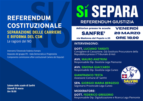 Incontri informativi sul referendum della giustizia del 22 e 23 marzo