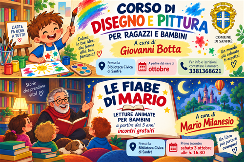 A Sanfrè lautunno si colora di creatività e fantasia: a via le letture animate per bambini e i corsi di disegno